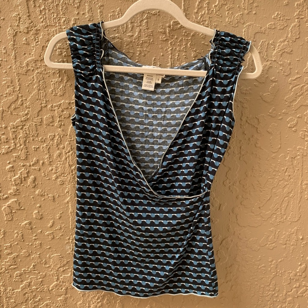 ❤️V-Neck Peasant Top Black/Blue - Size S